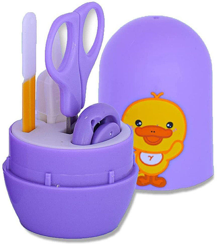 TINNY TOTS Baby Essential 4 In 1 Grooming Baby Nail Clipper Scissor Filer Tweezers Set(Purple)