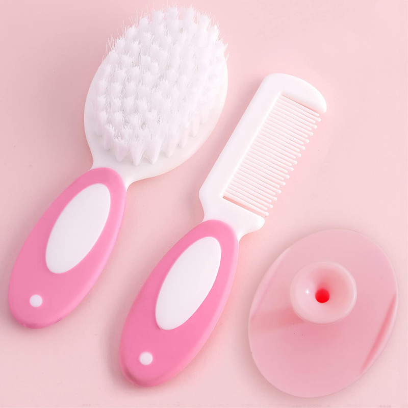 The Cheeky Kidzz Baby Hair Care 3 In 1 Soft Bristles Hair Comb And Brush For Babies BPA Free(Pink)