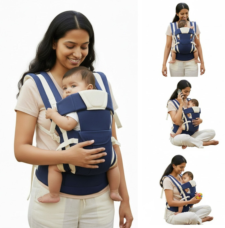 Lilnino Front Facing Baby Carry Bag for Newborn to Toddler (0–10 kg) Baby Carrier(Blue, Front carry facing out)