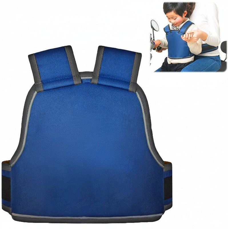 HANNEA Kids Safety Belt for Two Wheeler with Reflective Strips, Portable Seat Belt Baby Cuddler(Blue, Front Carry facing in)