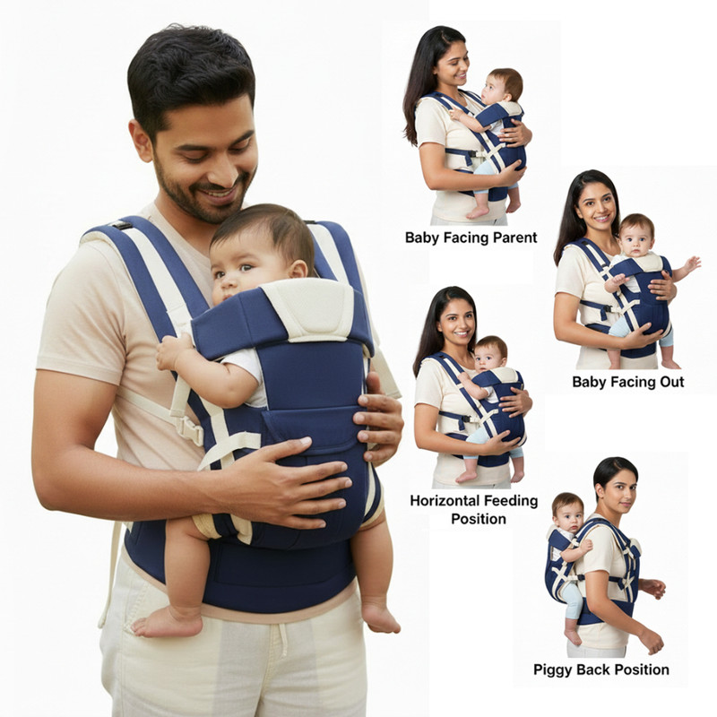 Lilnino Baby Carrier Bag with Adjustable Waist Strap Baby Carrier(Blue, Front carry facing out)