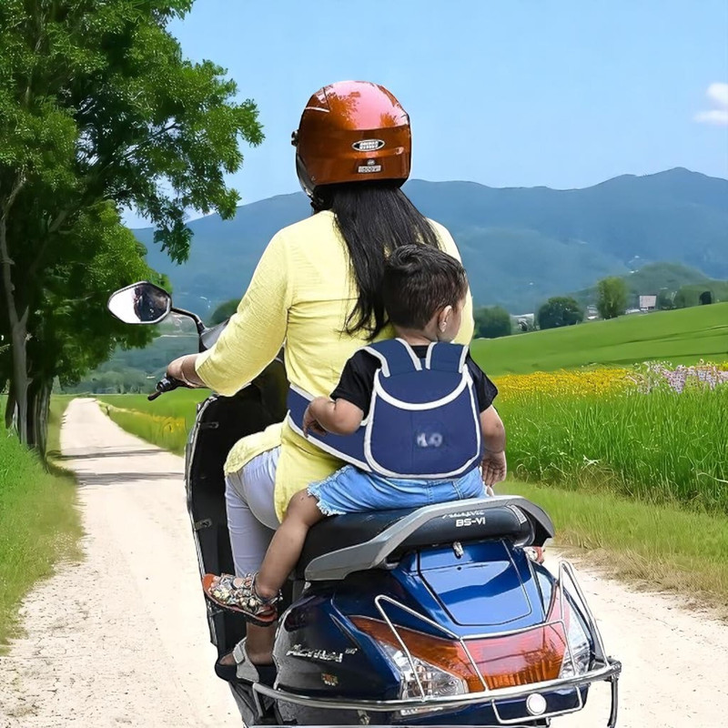 CHIKICHOO Keep Kids Safe While Riding Scooters with This Handy Belt Baby Carrier(Navy Blue, Back Carry)
