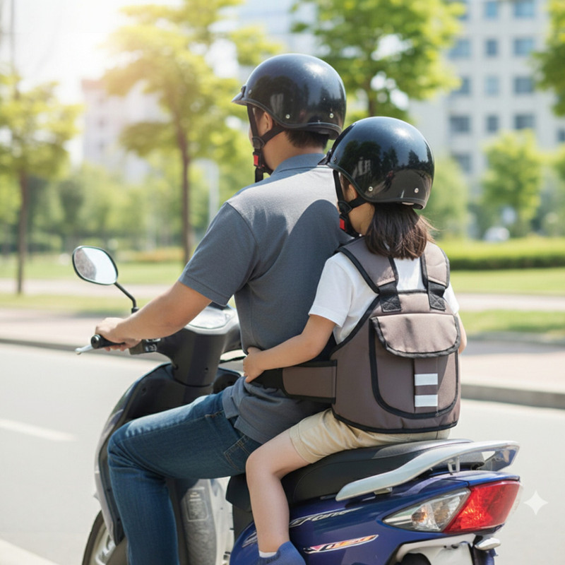 CHIKICHOO Child Safety Scooter Belt for Balance and Extra Protection Baby Carrier(Brown, Back Carry)