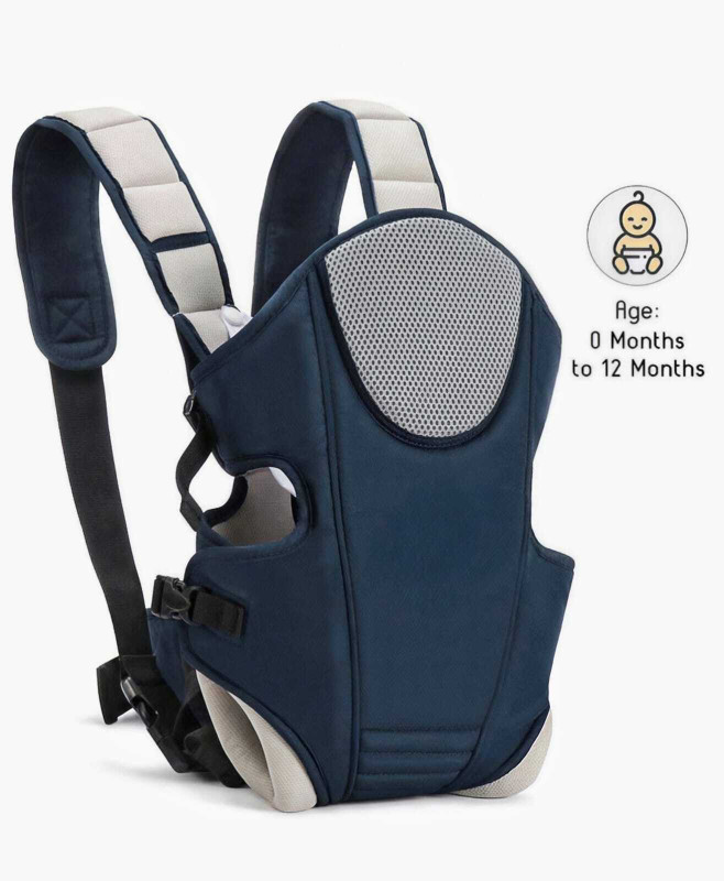 Zencarfit kids Baby Carrier Bag for 0 to 18 Month Baby, with 3 Carry Positions Baby Carrier(navy & grey, Front Carry facing in)