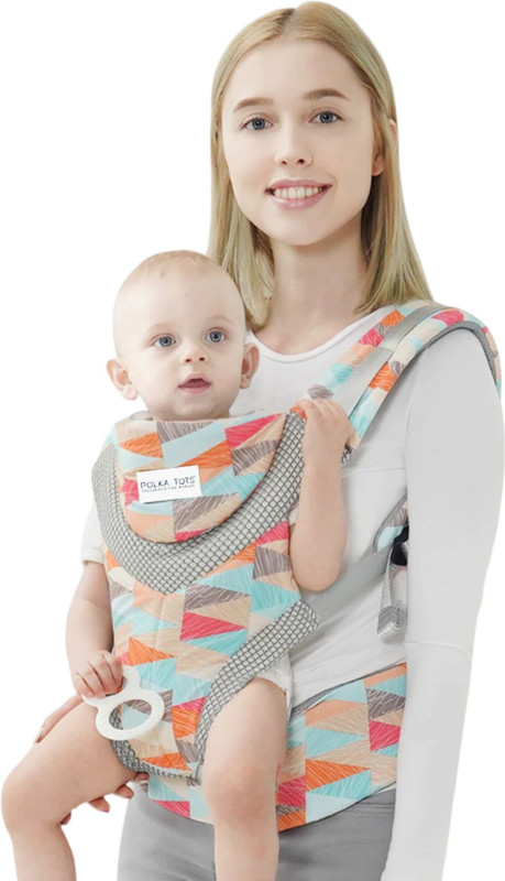 POLKA TOTS Multicolor Triangle Print Adjustable Baby Carrier for New-Born to Toddler Baby Carrier(Multicolor, Front Carry facing in)