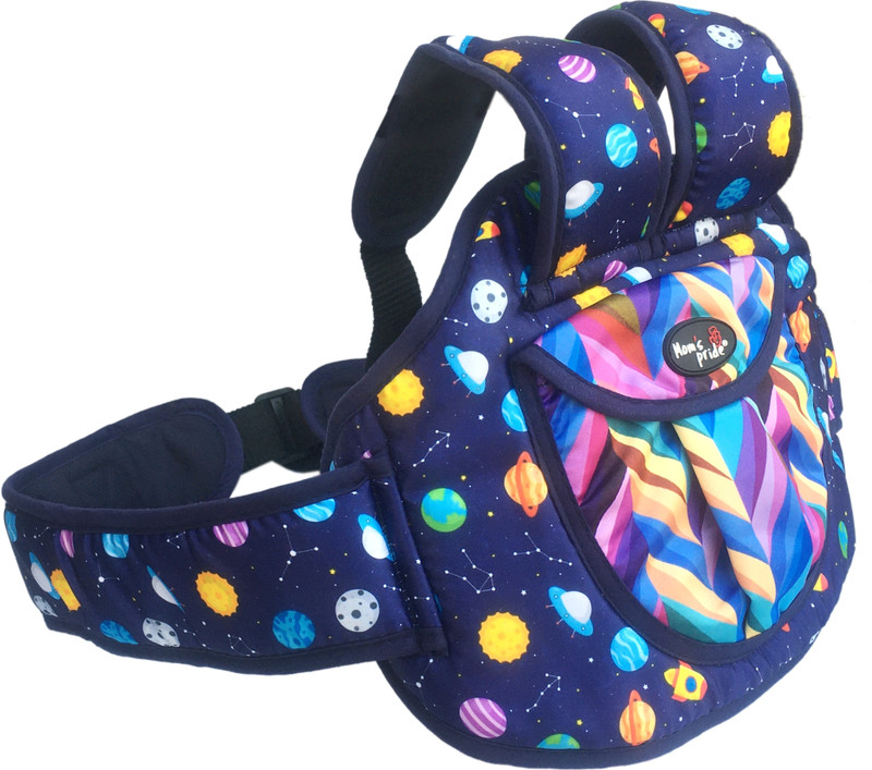 MOM'S PRIDE ® Children Adjustable Safety Harness Strap for 2-Wheeler Bike Travel (Rainbow) Baby Carrier(Dark Blue, Back Carry)