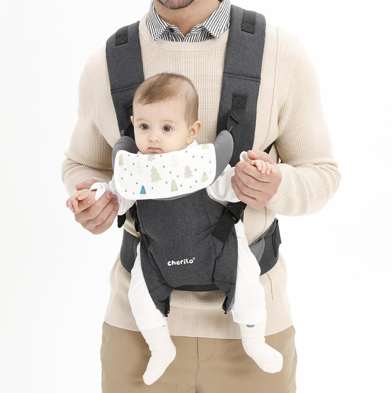 Cherilo Baby Carrier with 4 Carry Positions for 0-3 Years, Infant to Toddler, Up to 15kg Baby Carrier(Dark Grey, Standard, Hip Carry)