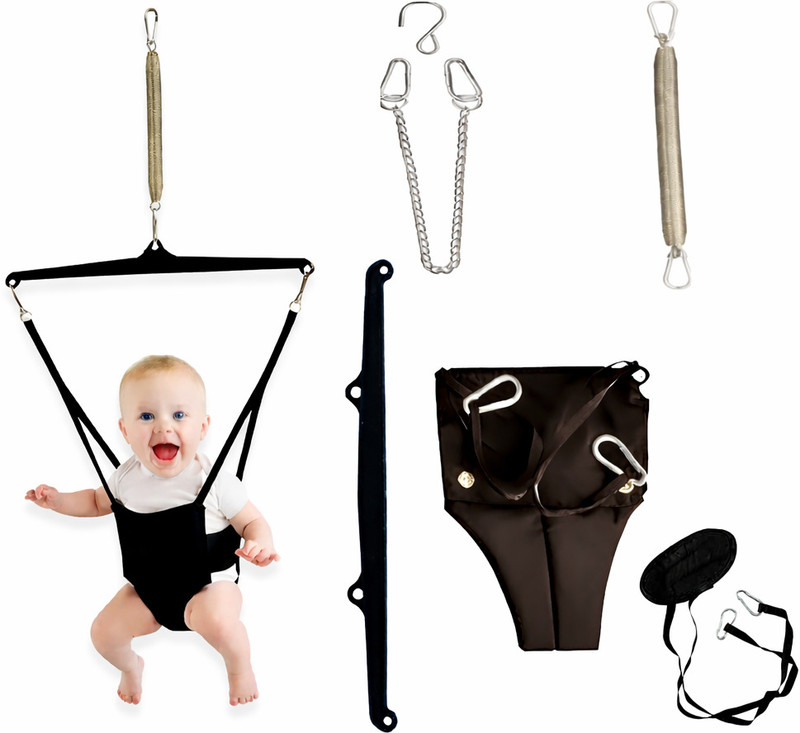 Braintastic Baby Jumper & Walker with Door Clamp | Walk Trainer Baby Exerciser Baby Carrier(Black, Front carry facing out)