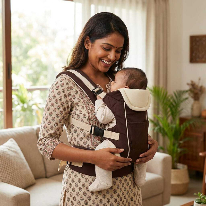 Ayana Collection ComfyNest 4-in-1 Baby Carrier Baby Carrier(Brown, White, Front carry facing out)