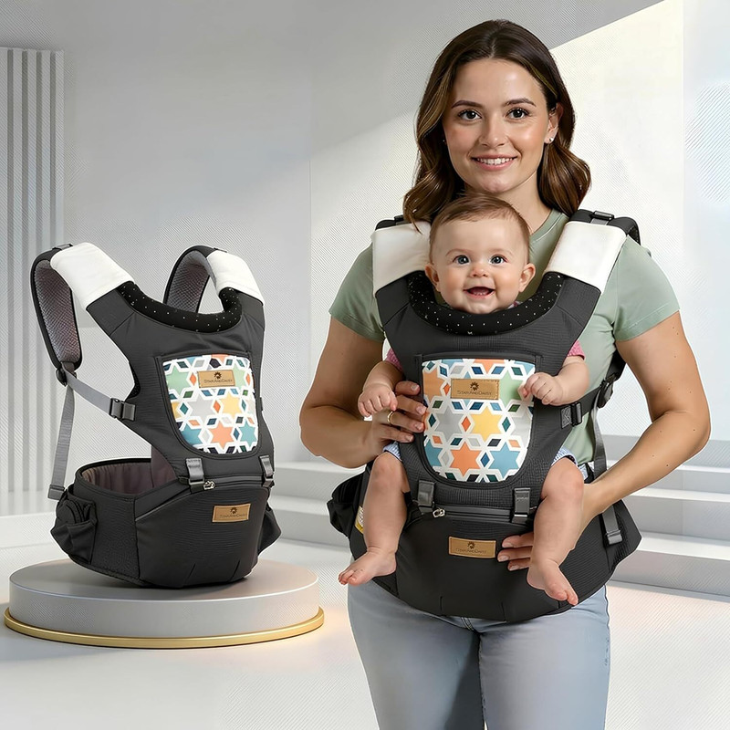 StarAndDaisy Baby Carrier with Hip Seat, Breathable Hipseat Baby Carrier Backpack Baby Carrier(Black, Hip Carry)