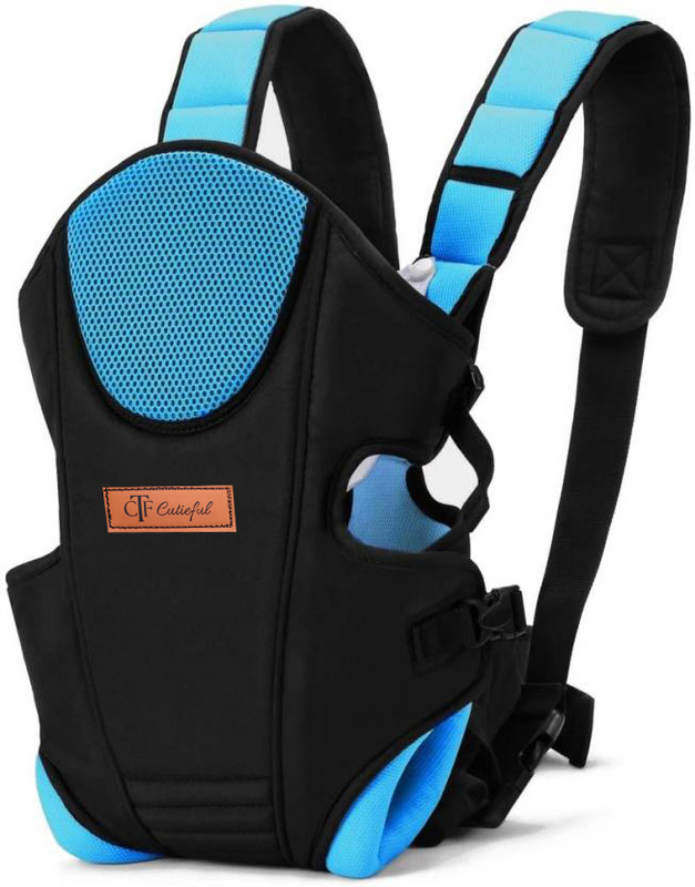 Cutieful Baby 3 in 1 Premium Comfortable & Adjustable | Lightweight (5-16 Months) Baby Carrier(Black, Blue, Front Carry facing in)