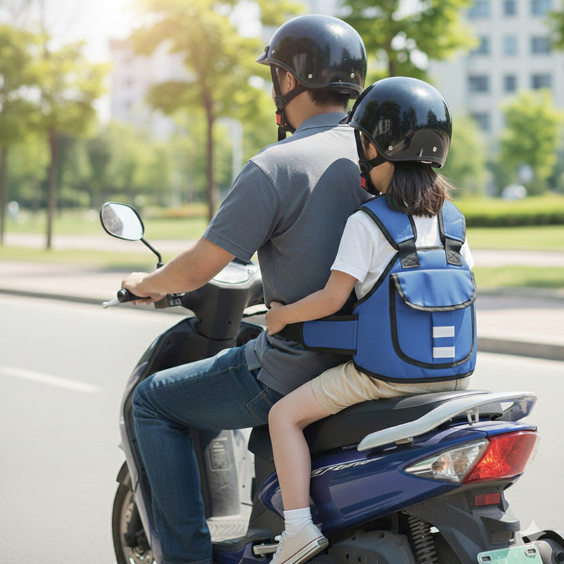 CHIKICHOO Child Safety Scooter Belt for Balance and Extra Protection Baby Carrier(Navy Blue, Back Carry)