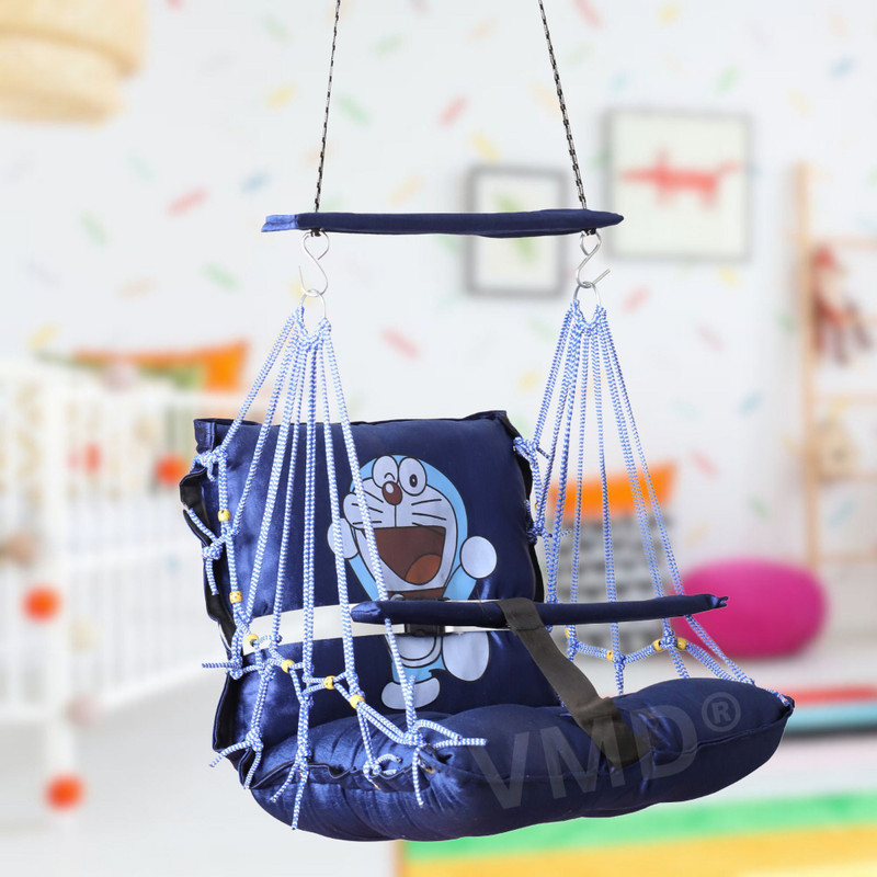 Vmd Cotton Swing Chair, JULA for Kids Folding and Washable1-6 Years with Safety Belt Baby Cuddler(BLUE (DOREMON), Back Carry)