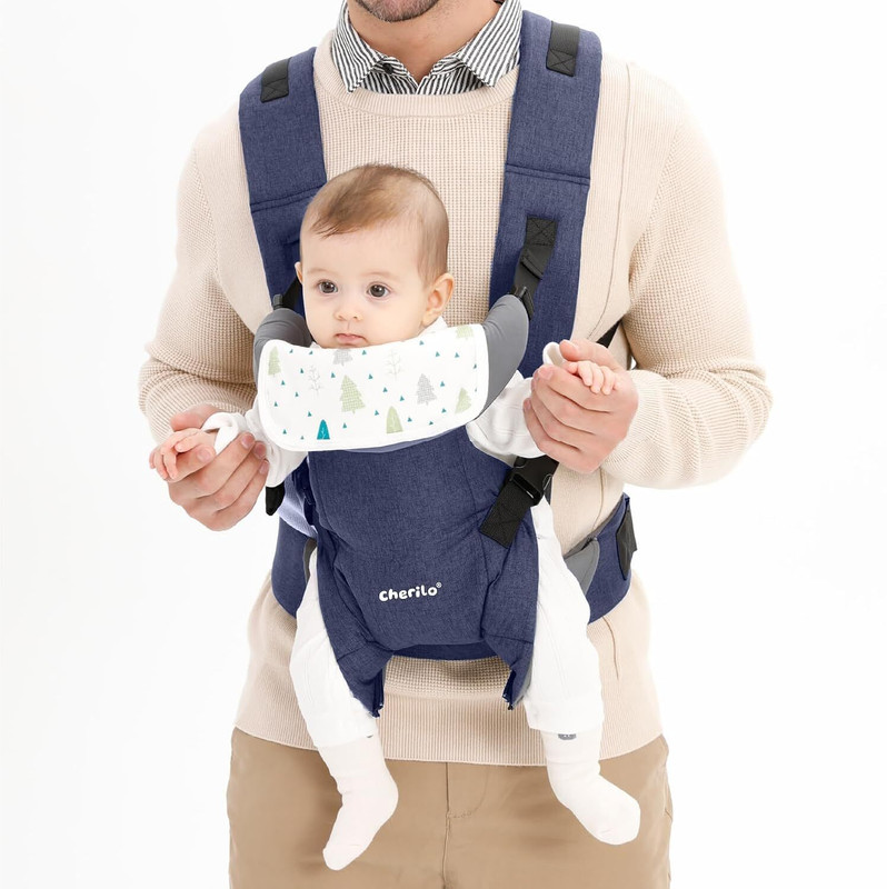 Cherilo Baby Carrier with 4 Carry Positions for 0-3 Years, Infant to Toddler, Up to 15kg Baby Carrier(Blue, Standard, Hip Carry)