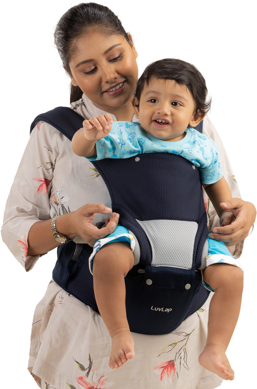 LuvLap Comfy Baby Carrier with Detachable Hip Seat (3 in 1) Baby Carrier(Blue, Front Carry facing in)