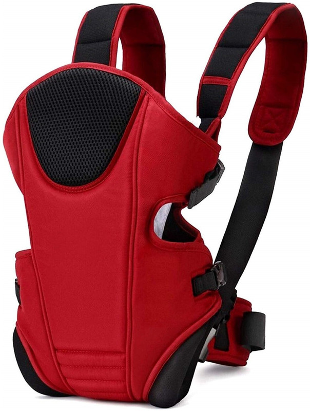 MOMSCAPE 3 in 1 Adjustable Baby Carrier Kangaroo Head Support Safety Belt Sling Backpack Baby Carrier(Red, Black, Front Carry facing in)
