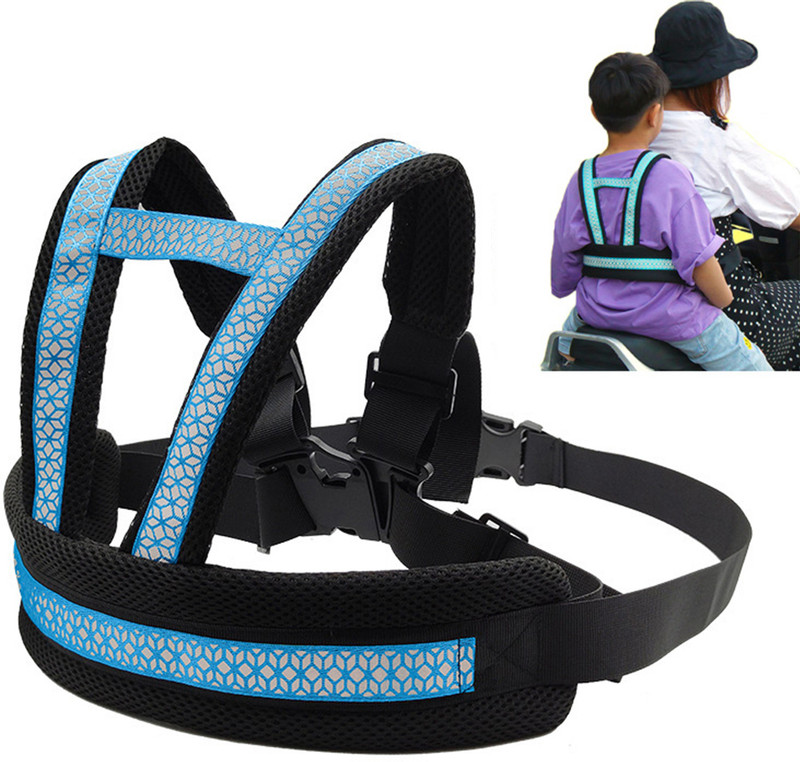 ELEPHANTBOAT Kids Safety Belt for Two Wheeler with Reflective Strips Baby Cuddler(Blue, Front Carry facing in)