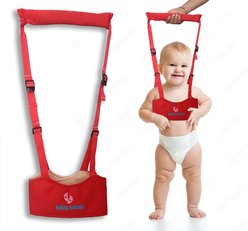 Pseudo Baby Moon Walker Jumper Bouncer Infant Toddler Jogging Belt Assistant Helper Baby Carrier(Red, Front Carry facing in)