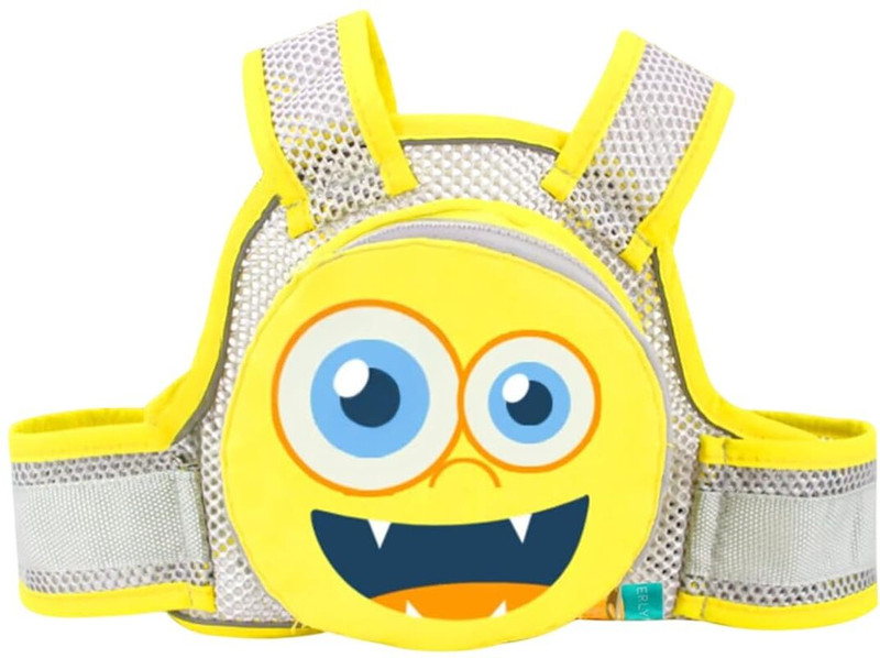 MOMISY Kids Safety Belt for Two Wheeler, Adjustable Bike/Scooty Belt with Bag (2-9 Yrs) Baby Carrier(Yellow, Back Carry)