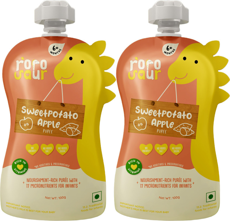 Rorosaur Ready to Eat - Sweet potato & Apple Puree Porridge Cereal(200 g, Pack of 2, 6+ Months)