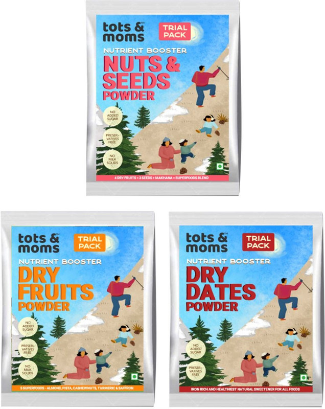 TOTS AND MOMS Nutrient Boosters Trial Pack | Nutritious and Preservative-free | 3 Packs Cereal(200 g, Pack of 3, 8+ Months)