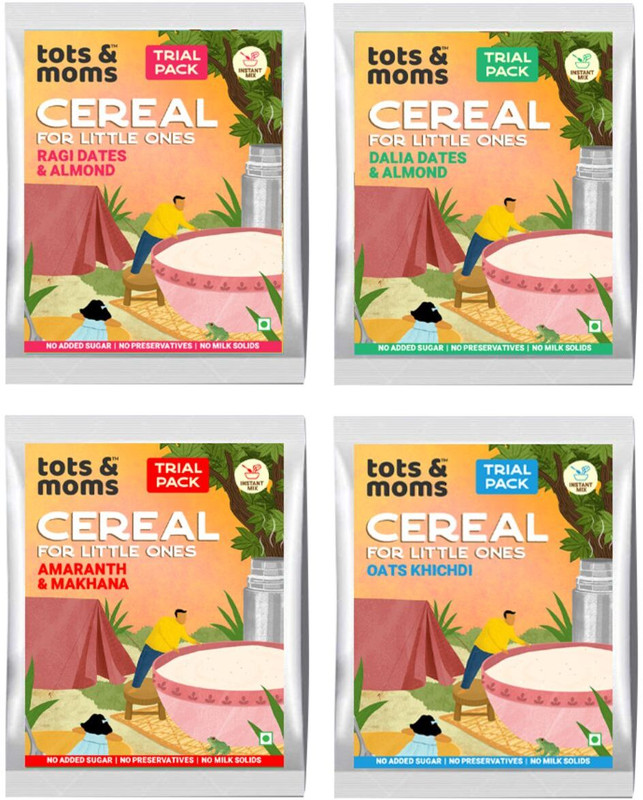 TOTS AND MOMS Instant Mix Trial Combo | Natural, Healthy and Filling | 4 Packs Cereal(200 g, Pack of 4, 8+ Months)
