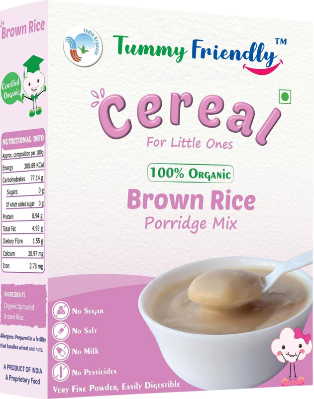 TummyFriendly Foods USDA Certified 100% Organic Sprouted Brown Rice Porridge Mix | Organic Baby Food for 6 Months Old | Excellent Weight Gain Baby Food| Made of Sprouted Whole Grain Brown Rice | 200g Cereal(200 g, 6+ Months)