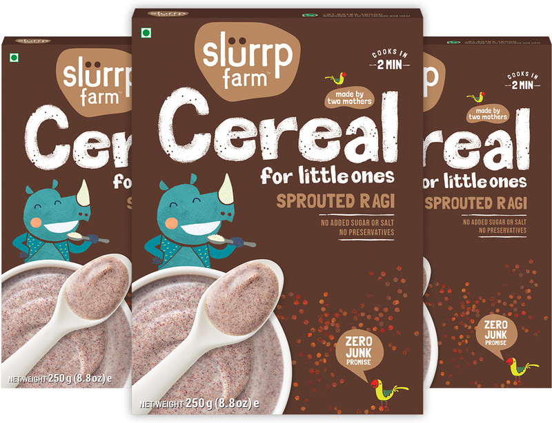 Slurrp Farm Sprouted Ragi Powder, 100% Natural Flour, No Milk, No Added Sugar, No Salt Cereal(700 g, Pack of 3, 24+ Months)