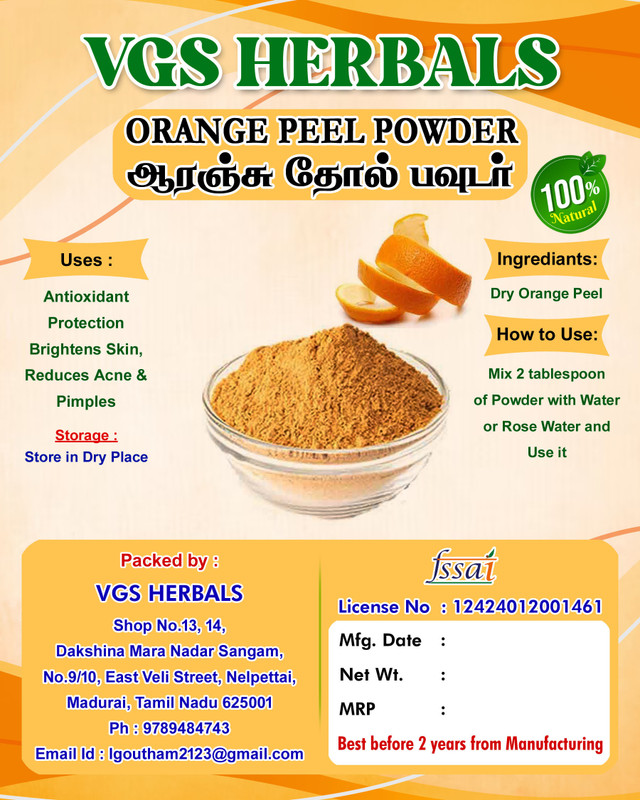 VGS Orage Peel Powder- 250 Grams Changing Station(Orange)