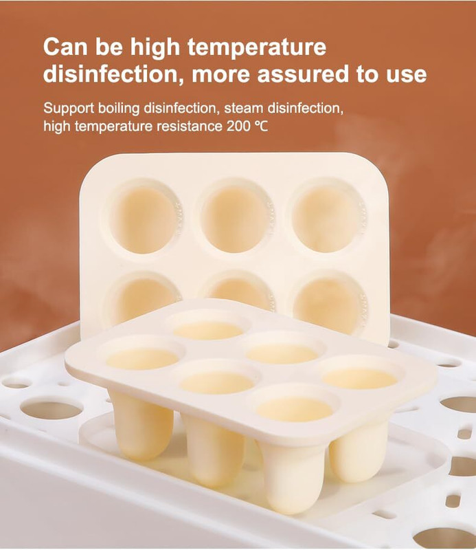 BoGi Silicone Baby Food Freezer Tray with Dust Cover(Cream)