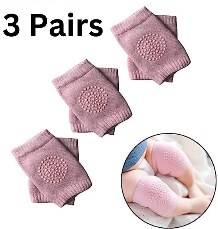 HytroMyk Knee Elbow Safety Protector Anti-Slip Protective Cushion for Kids Baby Knee Pads Pink (3 Pairs) Baby Knee Pads(Solid, Ultra protection, Knee Socks)