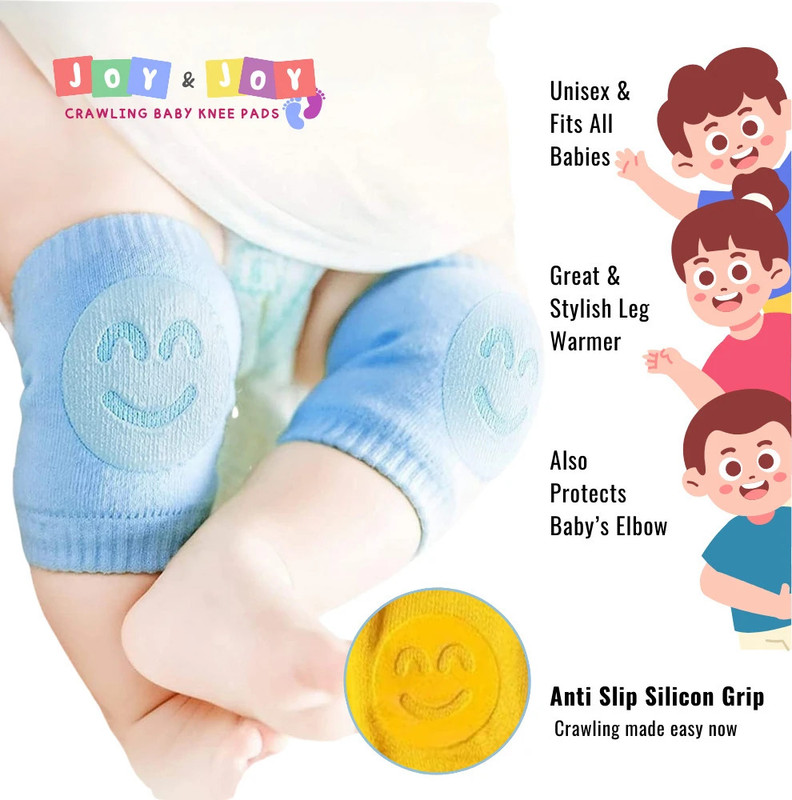 Joy & Joy Baby Knee Pads with Smiley for Babies (6–24M) – Pack of 2 Pairs, Multicolor Multicolor Baby Knee Pads(Smiley - Emoji)