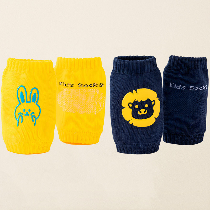 SYGA 2 Pairs Baby Knee Pads – Soft Cotton with Cartoon Design Multicolor Baby Knee Pads(MESH DESIGN)