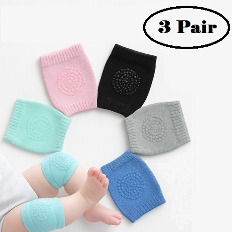 SMARTOTS Baby Knee Pads for Crawling & Walking | Soft, Stretchable & Anti-Slip Pack of 3 Multicolor Baby Knee Pads(Anti-Slip Point)