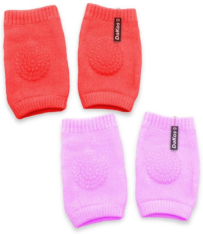 DaKos Baby Crawling Anti-Slip Knee Pads, Toddler Knee Support Protector with Stretchable Elastic & Breathable Cotton Baby Knee Pads(Combo Of 2 Pair - Red & Pink)