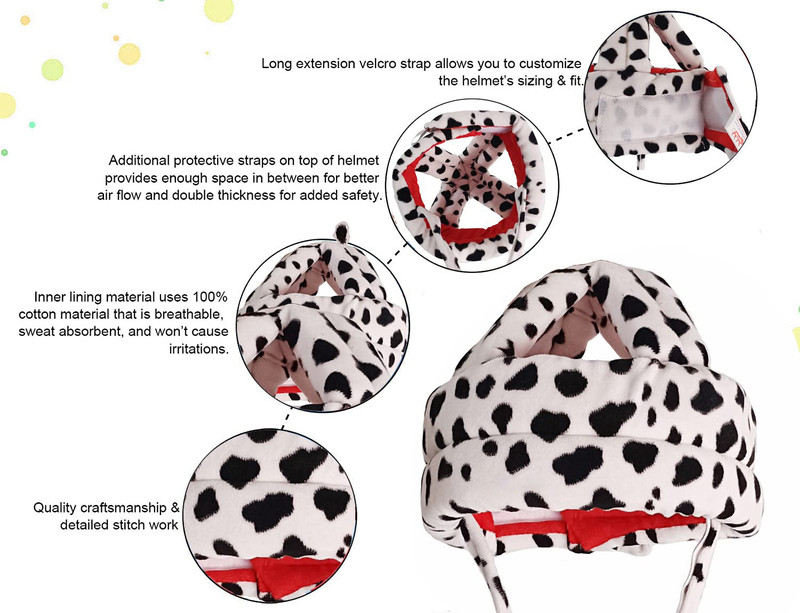 Exsha Safety Baby Helmet|Baby Safety Helmet-Baby Head Protector for Walking & Crawling Black Baby Knee Pads(red apple print)