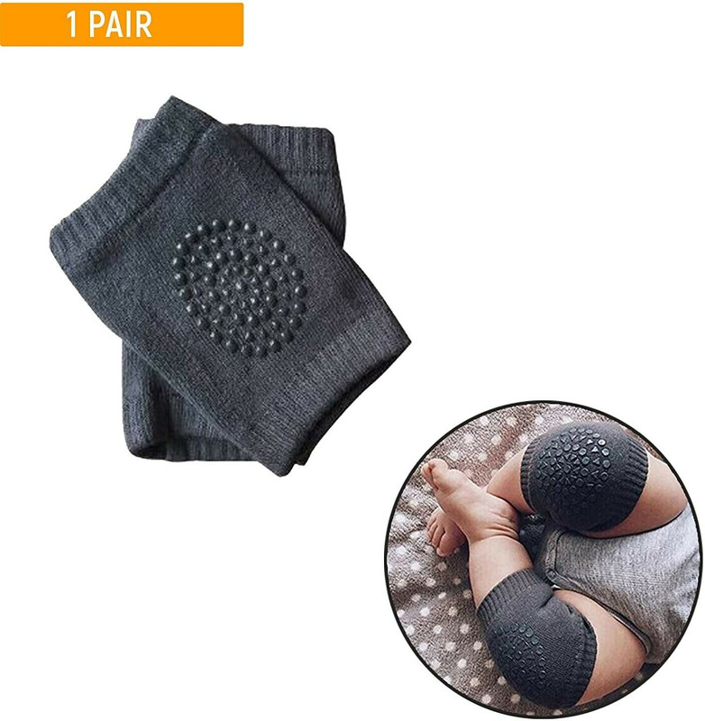 Safe-o-kid Crawling Baby, Toddler, Infant Anti-Slip Elbow and Knee Pads/Guards-Dark Grey Grey Baby Knee Pads(GOOD)