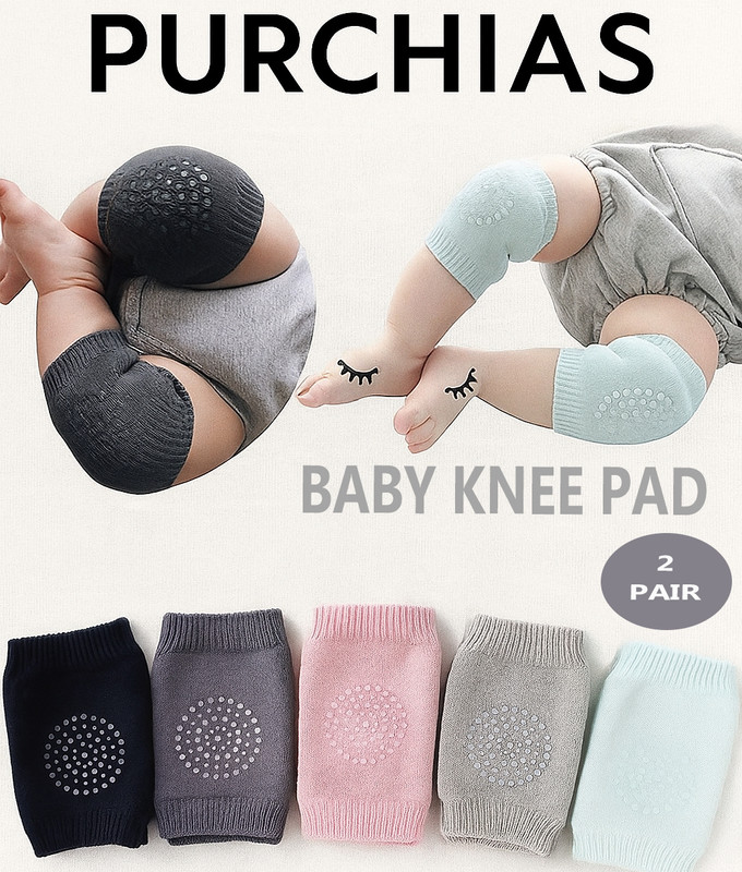 PURCHIAS Baby Knee Pads for Kids Safety Crawling, Anti-Slip Padded Multicolor Baby Knee Pads(Cotton Soft Breathable Comfortable Knee Cap)