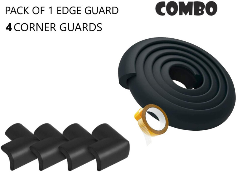 Giggli Baby Safety Edge & Corner Guard Set – 1 Edge Guard (2M) + 4 Corner Guards(Black)