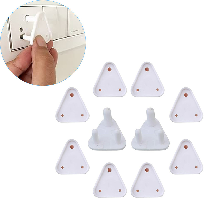 Safe-o-kid BPA Free(Pack of 10)Child Safety Socket Covers - 8 Standard & 2 Power Plug Cover(White)