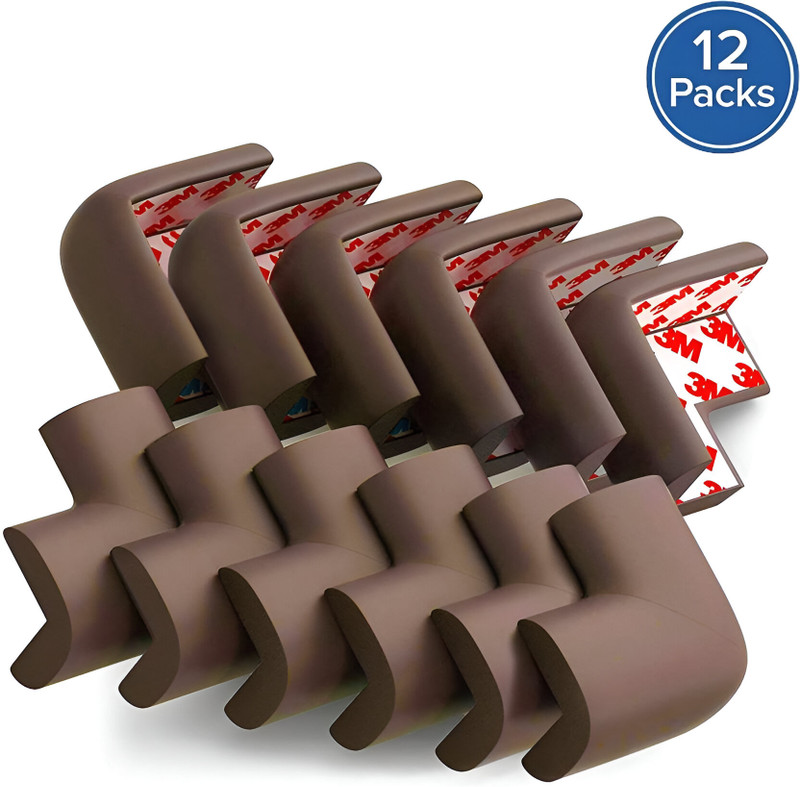 Giggli Baby Safety Corner Guards – Pack of 12 Soft Foam Edge Protectors for Furniture |(Brown)