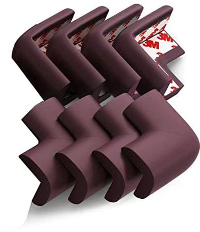 KENYBEA Baby Proofing Corner Guards I Pre-Taped Corner Protectors -8 Pieces(Brown)