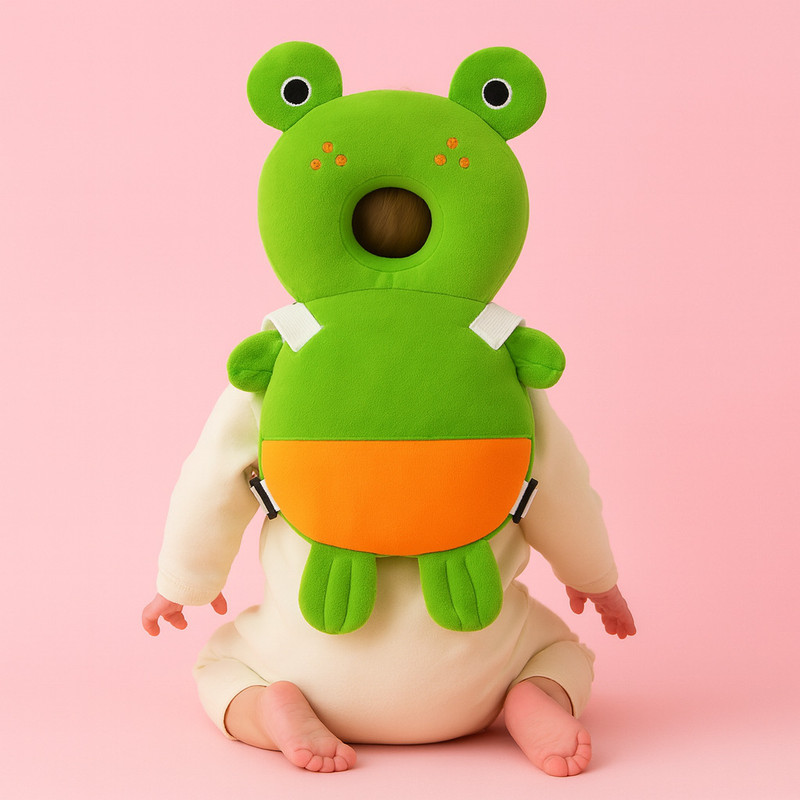 ONFEET Adorable Frog Shape Baby Head and Back Protector Soft Safe Comfy for First Steps(Green)