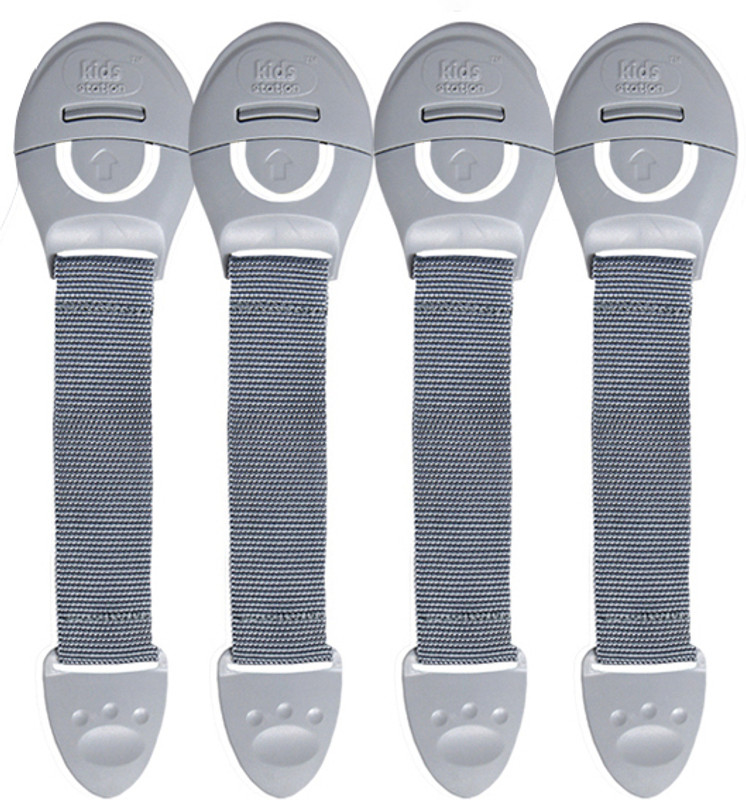 KIDS STATION Made in India Nylon Strap Baby Safety Locks for Kids for Drawer, Furniture(Grey, Pack of 4 pcs)