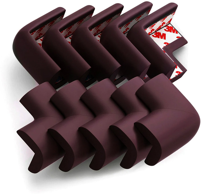 KIDS STATION Baby Proofing L- Shape PRE-TAPED 50gm/mt. Dense Corner Guard | Guard for Kids(Brown, Pack of 10 pcs)