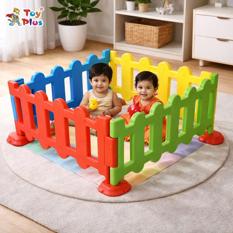 Toyplus Playpen for Kids Babies Play area Fence Indoor Outdoor(Multicolor)