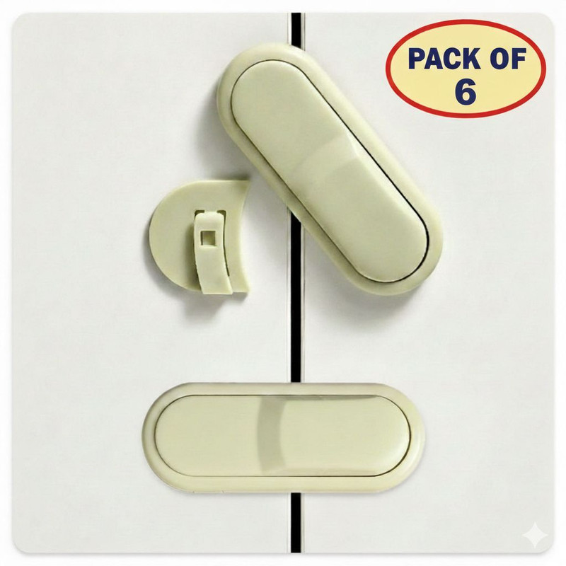 ClickFit Baby Proofing Cabinet Lock | No Drill Child Safety Lock - 6 Pcs(Green)