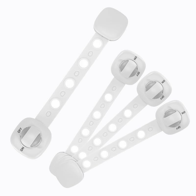 StarAndDaisy Baby Safety Large Furniture Locks, On-Off Button for Fridge, Drawers, Cupboards(White - Pack of 4)