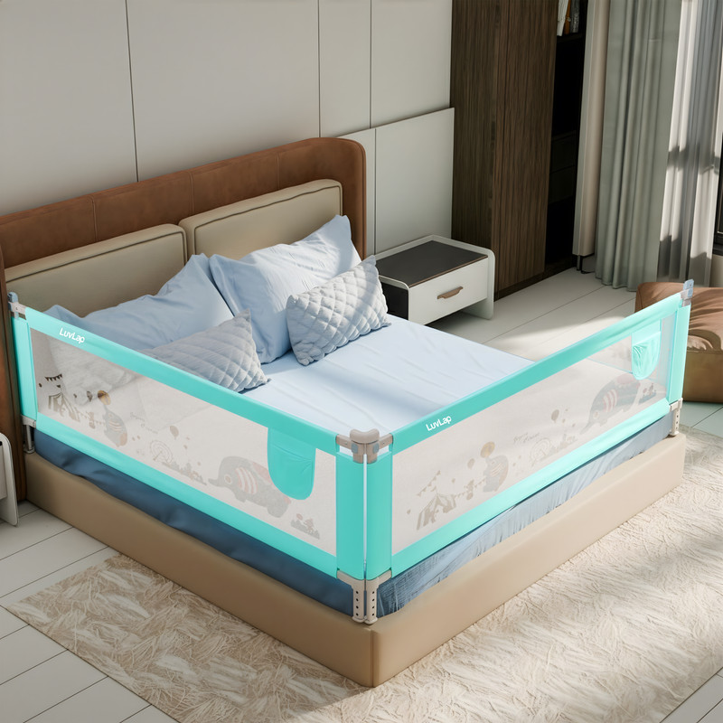 LuvLap Bed Rail Guard for Baby/Kids Safety (180x68cm), Portable & Foldable Bed Rail,(Green)