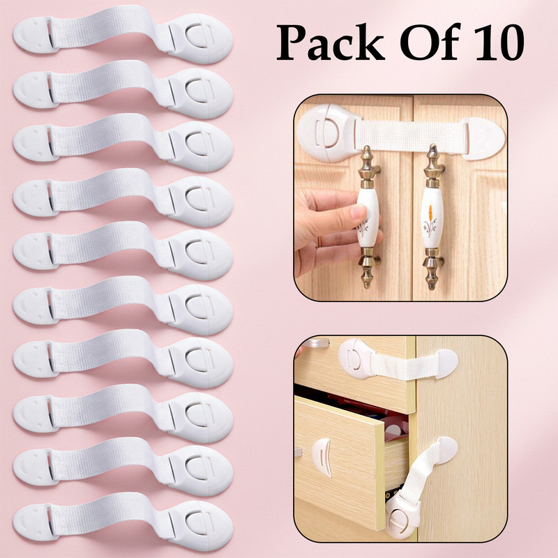 SYGA Baby Safety Lock for Cabinets & Drawers l White, Pack 10(White)